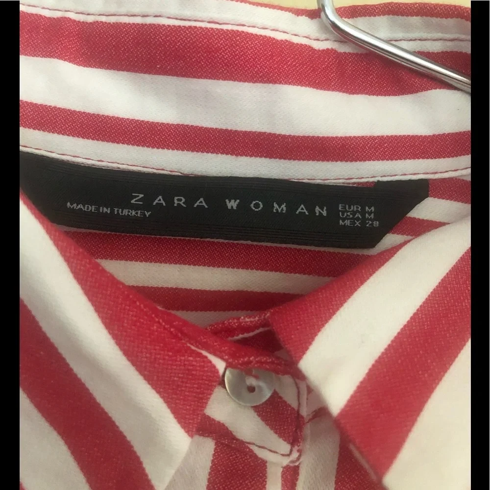 Zara Woman Red & White Striped Cotton Cala Dress.  EUC. - Picture 11 of 12